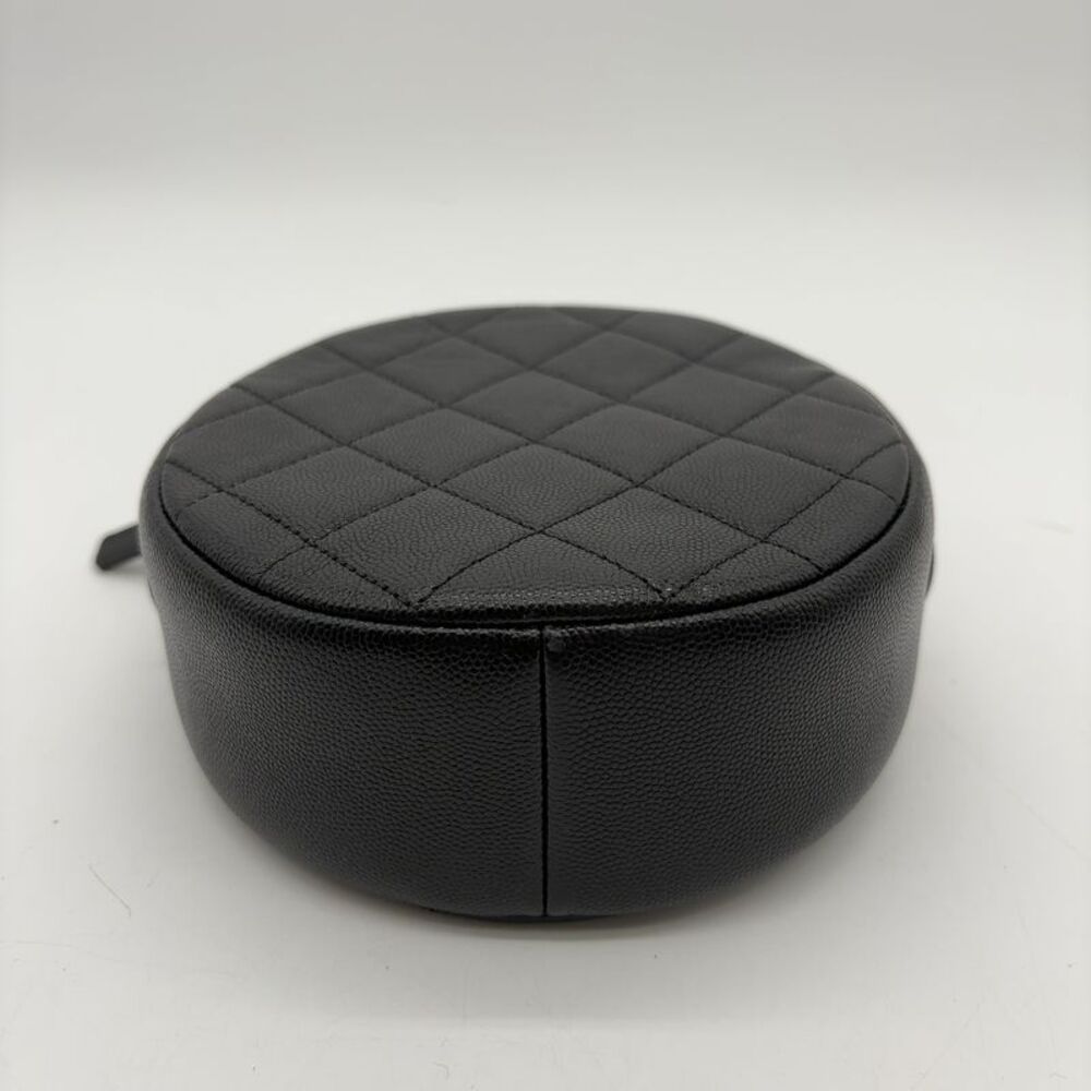 CHANEL Round Quilted Min Crossbody Bag-Black Caviar-Gold Authentic - Picture 5 of 5
